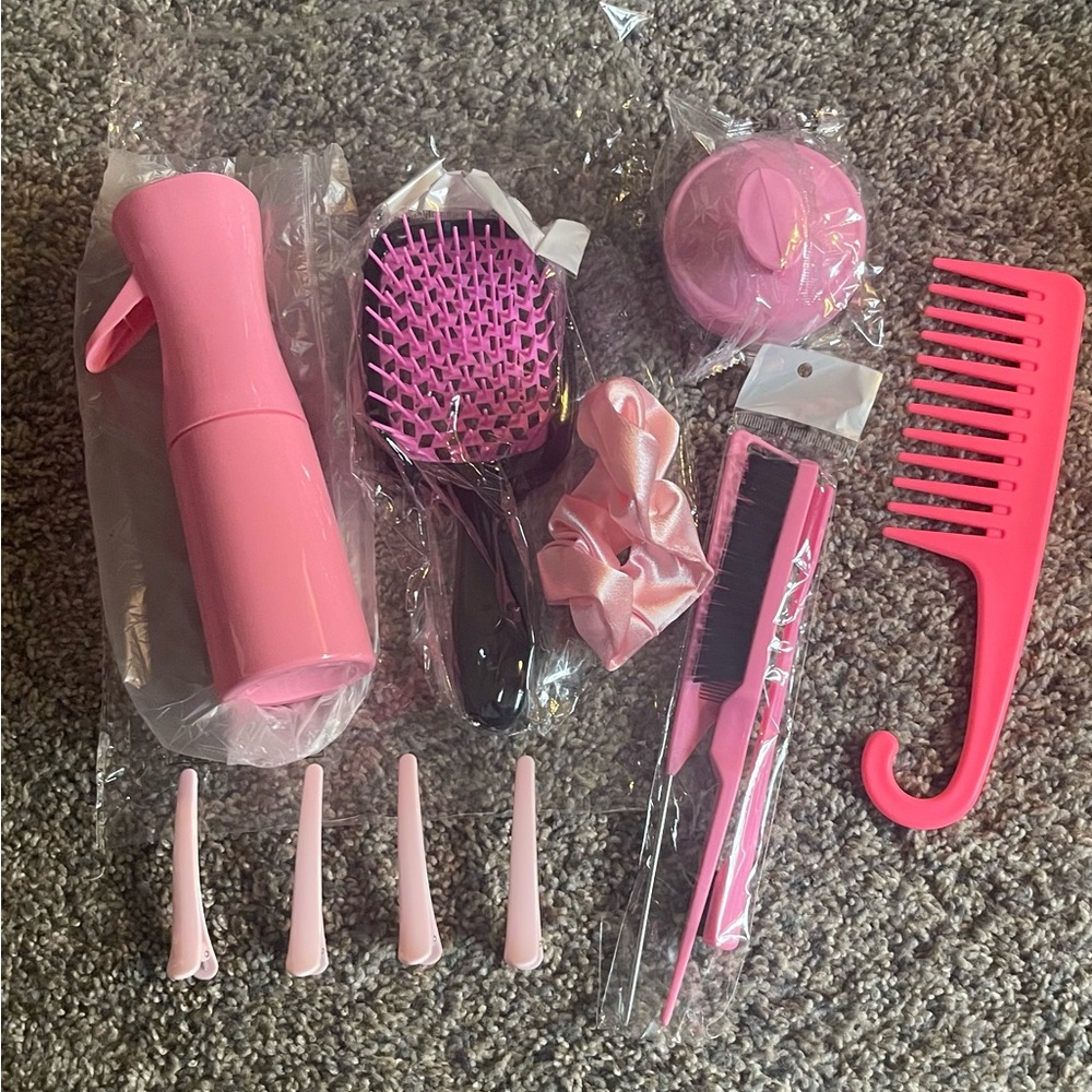 Pink Hair Styling Set - 12 pieces